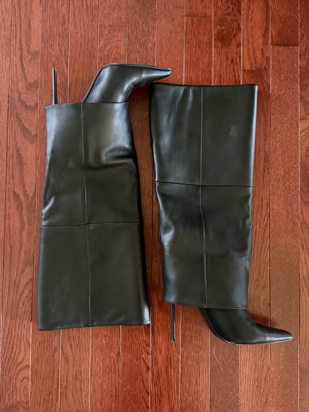 Steve Madden Women’s Black Leather Smith Boots 7W, Wide Calf
